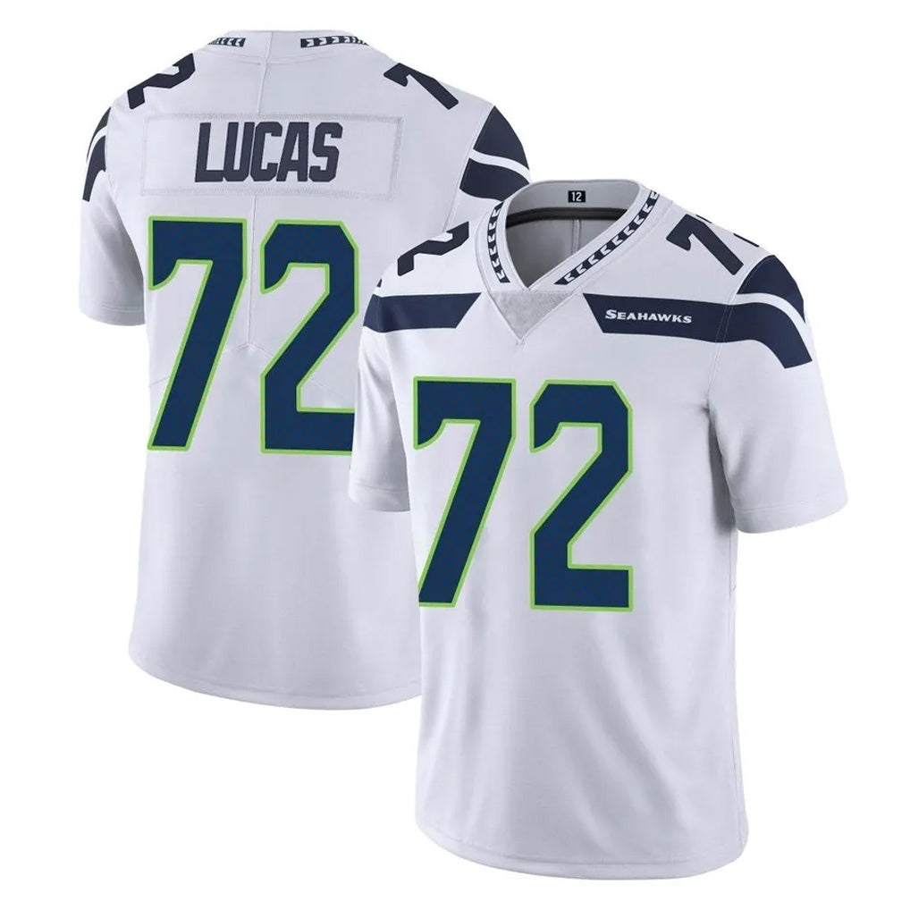 Kooe S.Seahawks #72 Abraham Lucas Player White Limited Vapor Untouchable Home Game Stitched Jerseys