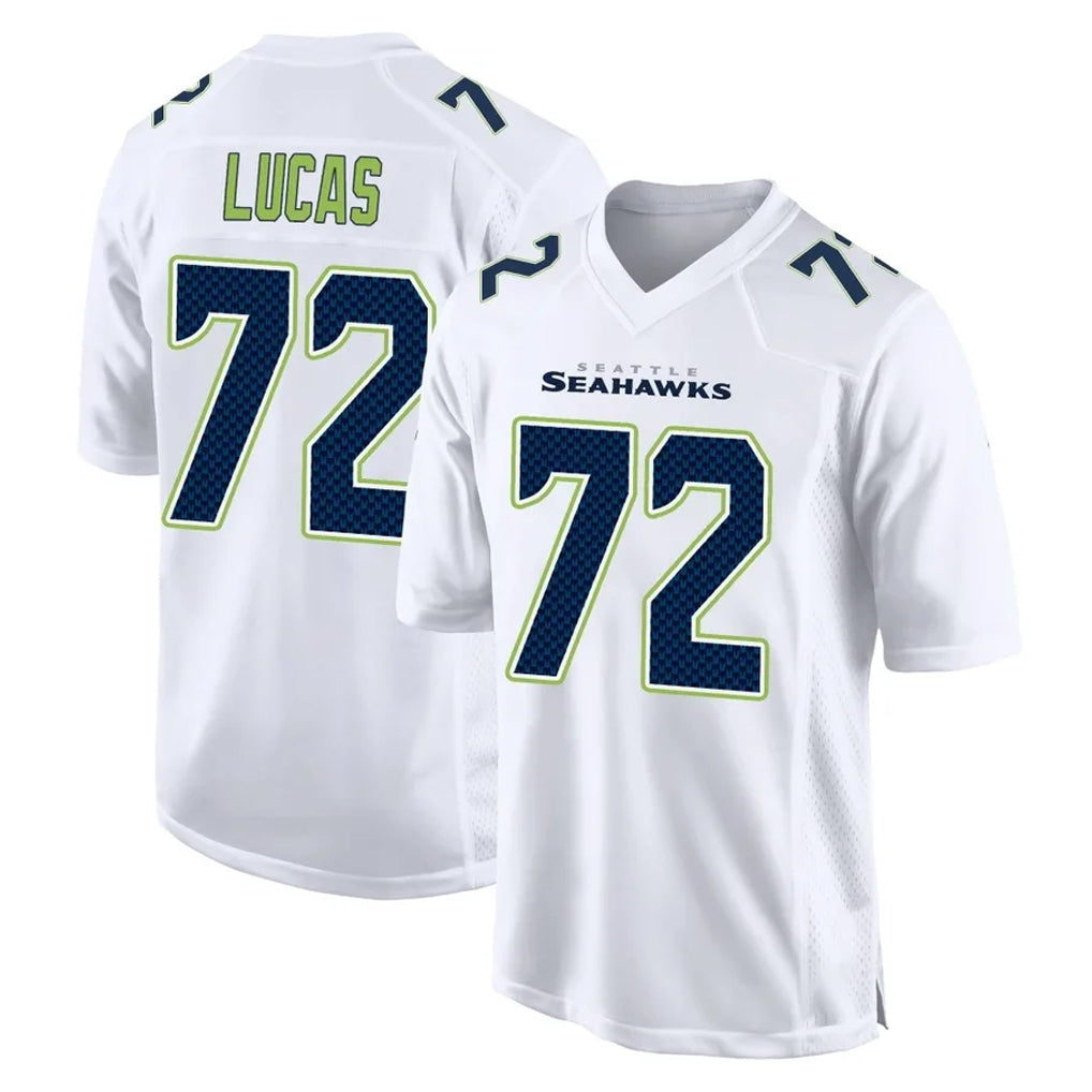 Kooe S.Seahawks #72 Abraham Lucas Player White Tundra Fashion Home Game Stitched Jerseys