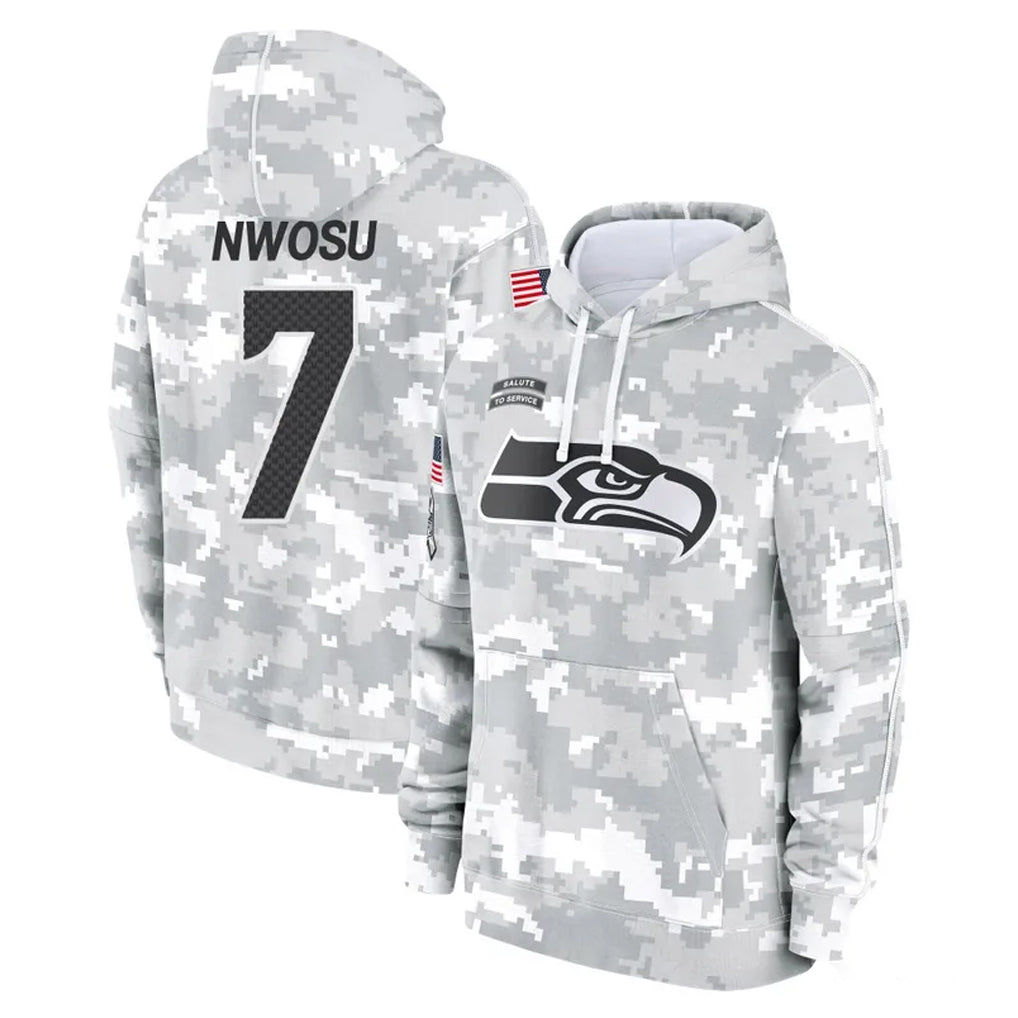 Kooe S.Seahawks #7 Uchenna Nwosu Player Arctic Camo Limited Salute to Service Pullover Hoodies Game Stitched Jerseys