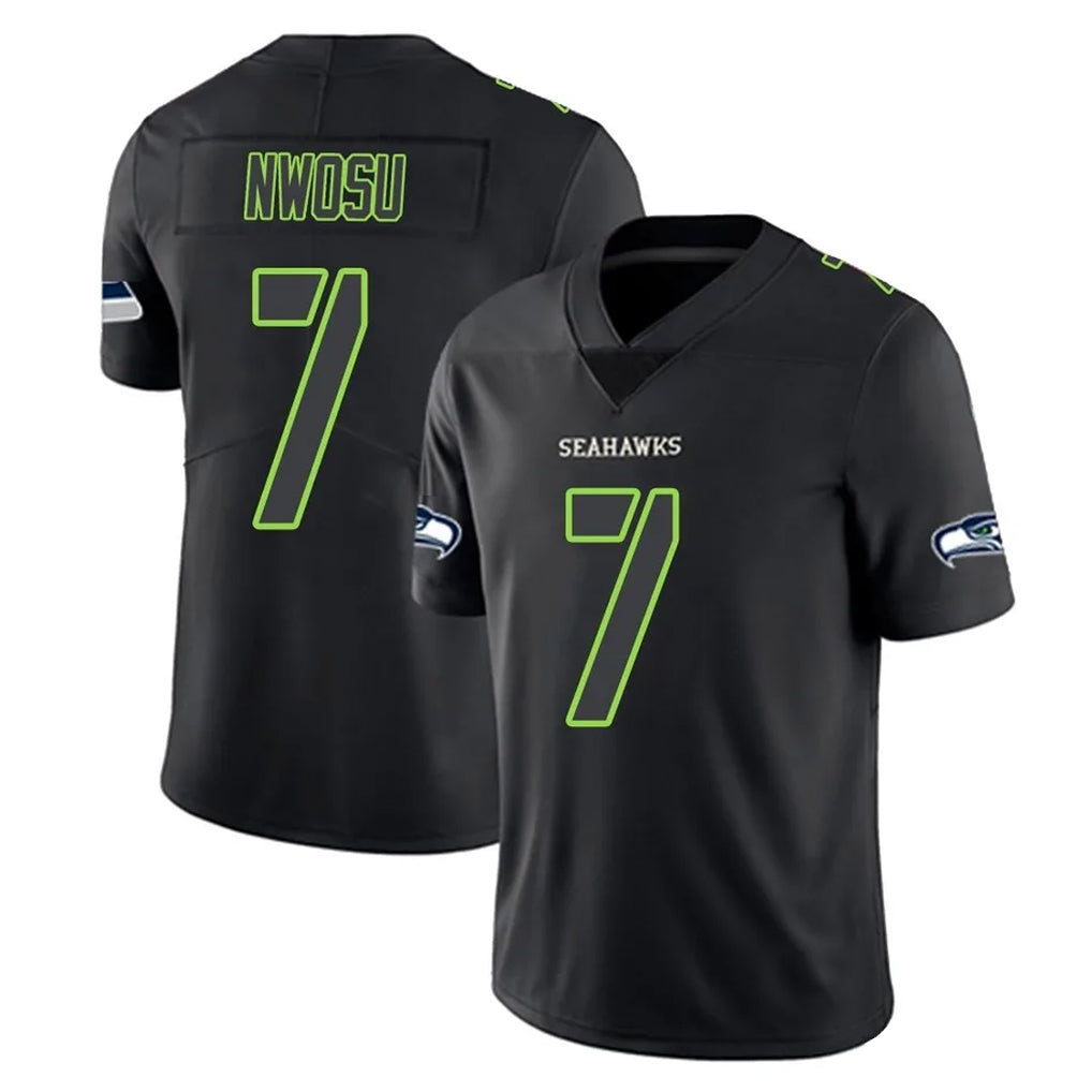 Kooe S.Seahawks #7 Uchenna Nwosu Player Black Impact Limited Home Game Stitched Jerseys