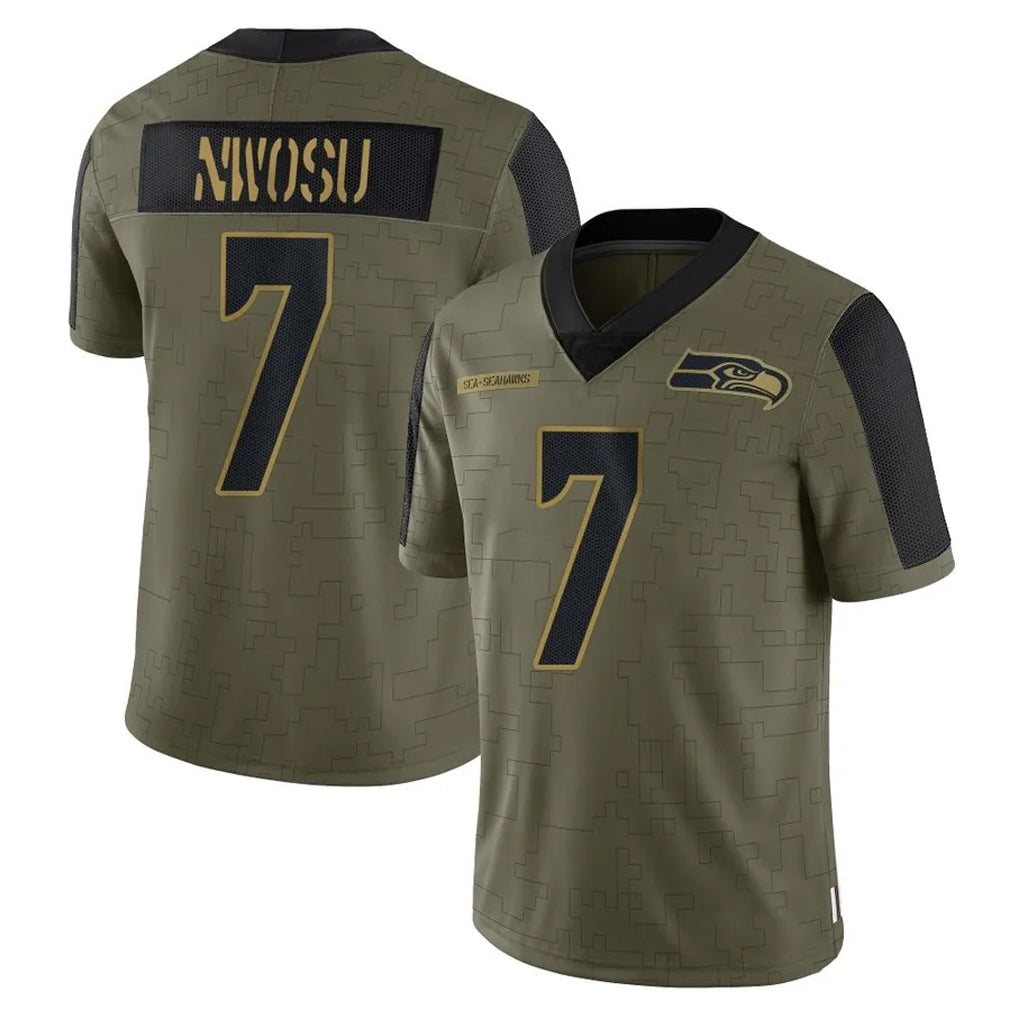 Kooe S.Seahawks #7 Uchenna Nwosu Player Olive Salute To Service Limited Game Stitched Jerseys