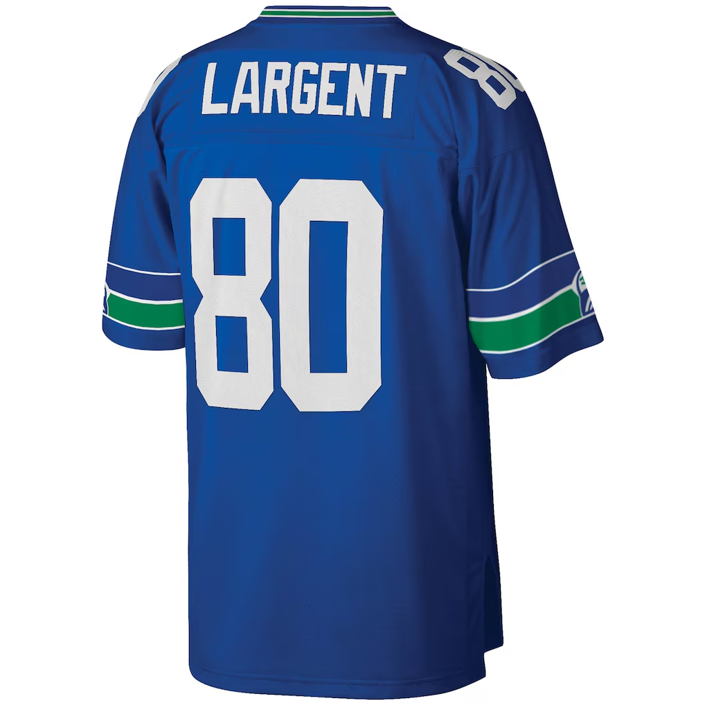 Kooe S.Seahawks #80 Steve Largent Mitchell & Ness Royal Legacy Replica Stitched Puhic Jersey