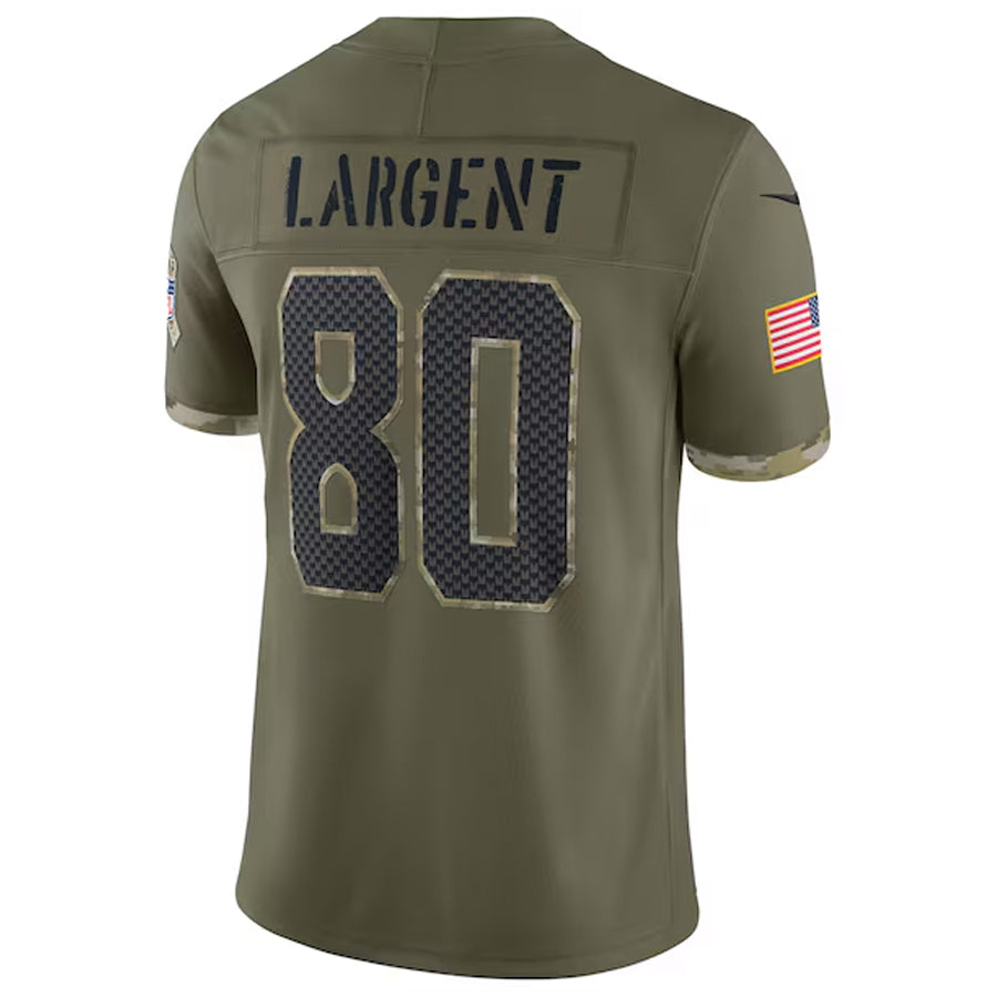 Kooe S.Seahawks #80 Steve Largent Player Salute to Service Olive Stitched Jerseys