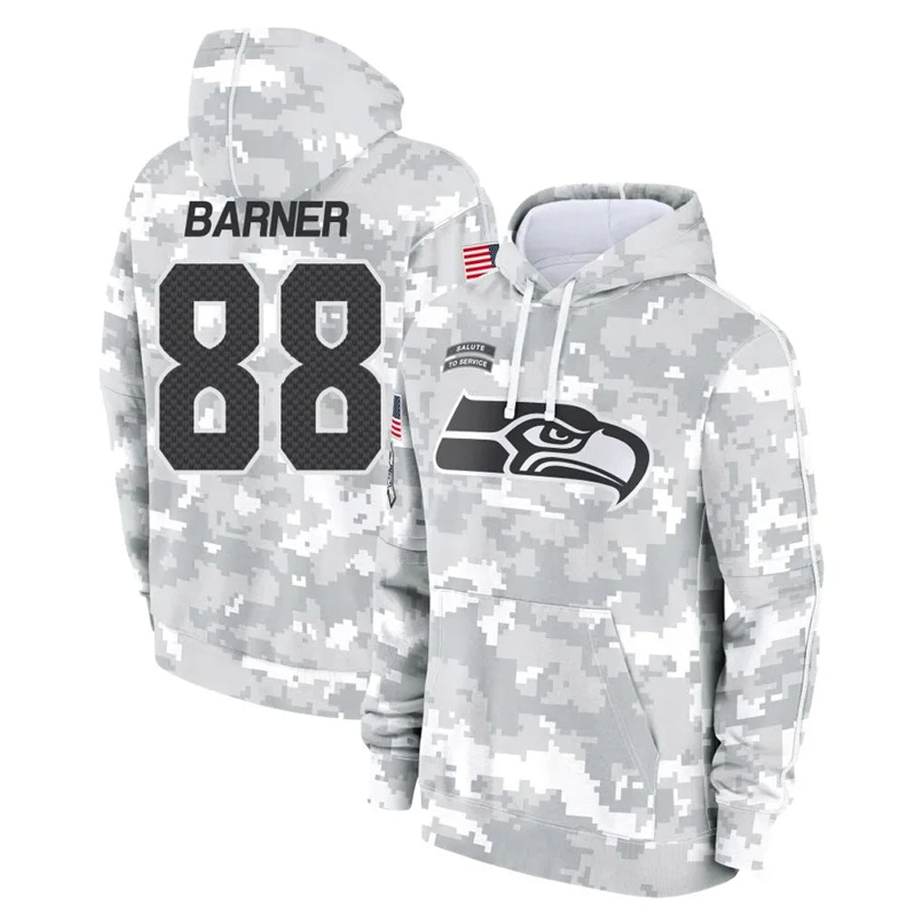 Kooe S.Seahawks #88 AJ Barner Player Arctic Camo Limited Salute to Service Pullover Hoodies Game Stitched Jerseys
