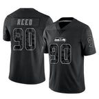 Kooe S.Seahawks #90 Jarran Reed Player Black Limited Reflective Home Game Stitched Jerseys