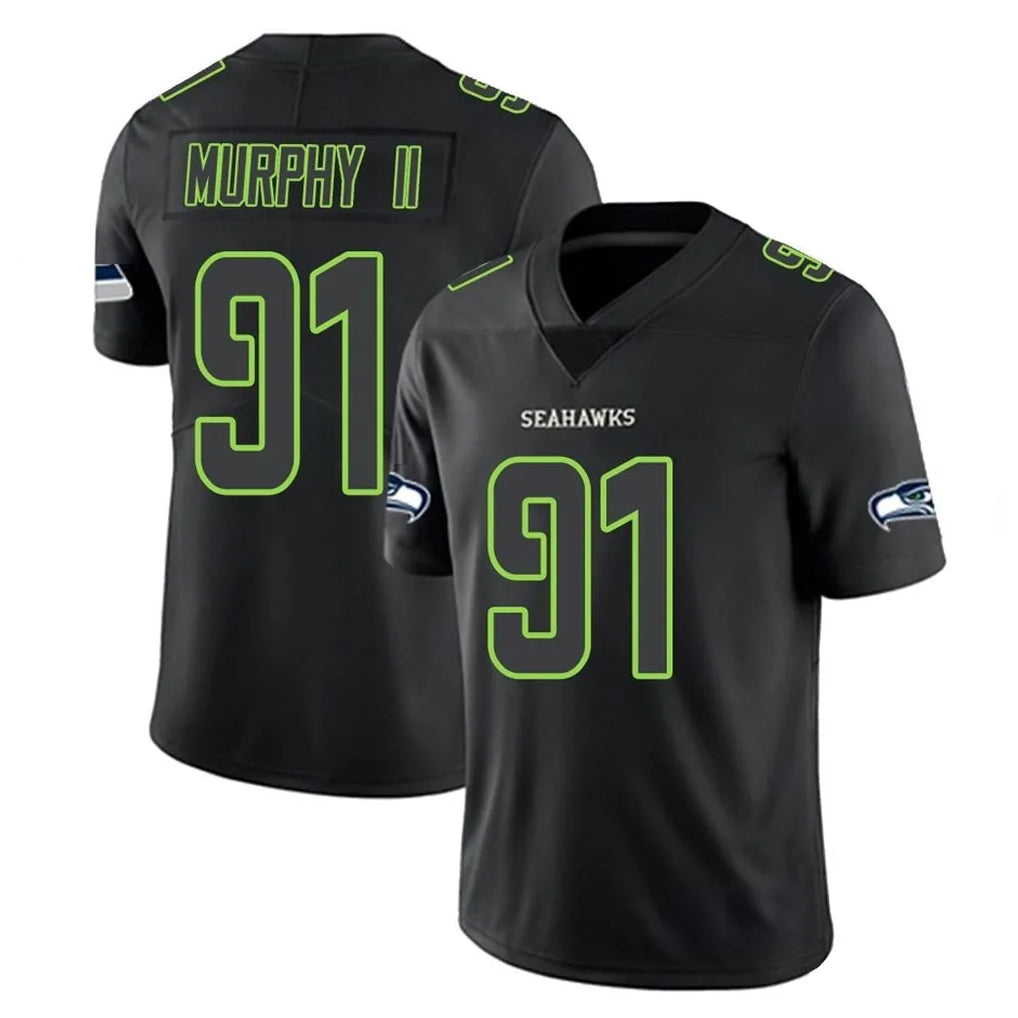 Kooe S.Seahawks #91 Byron Murphy II Player Black Impact Limited Home Game Stitched Jerseys