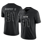 Kooe S.Seahawks #91 Byron Murphy II Player Black Limited Reflective Home Game Stitched Jerseys