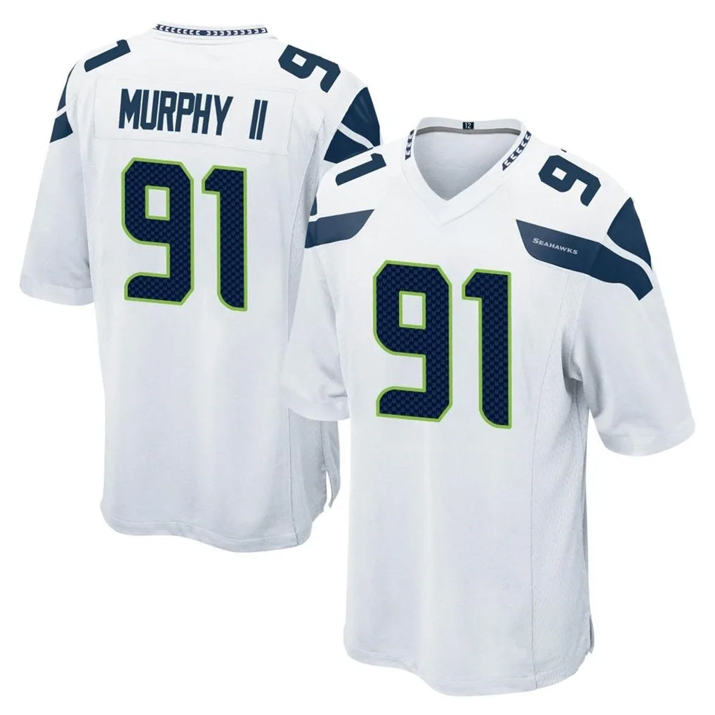 Kooe S.Seahawks #91 Byron Murphy II Player White Home Game Stitched Jerseys
