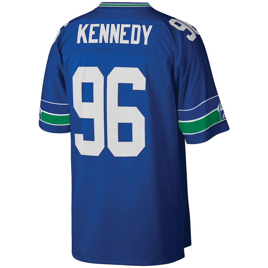 Kooe S.Seahawks #96 Cortez Kennedy Mitchell & Ness Royal Legacy Replica Jersey