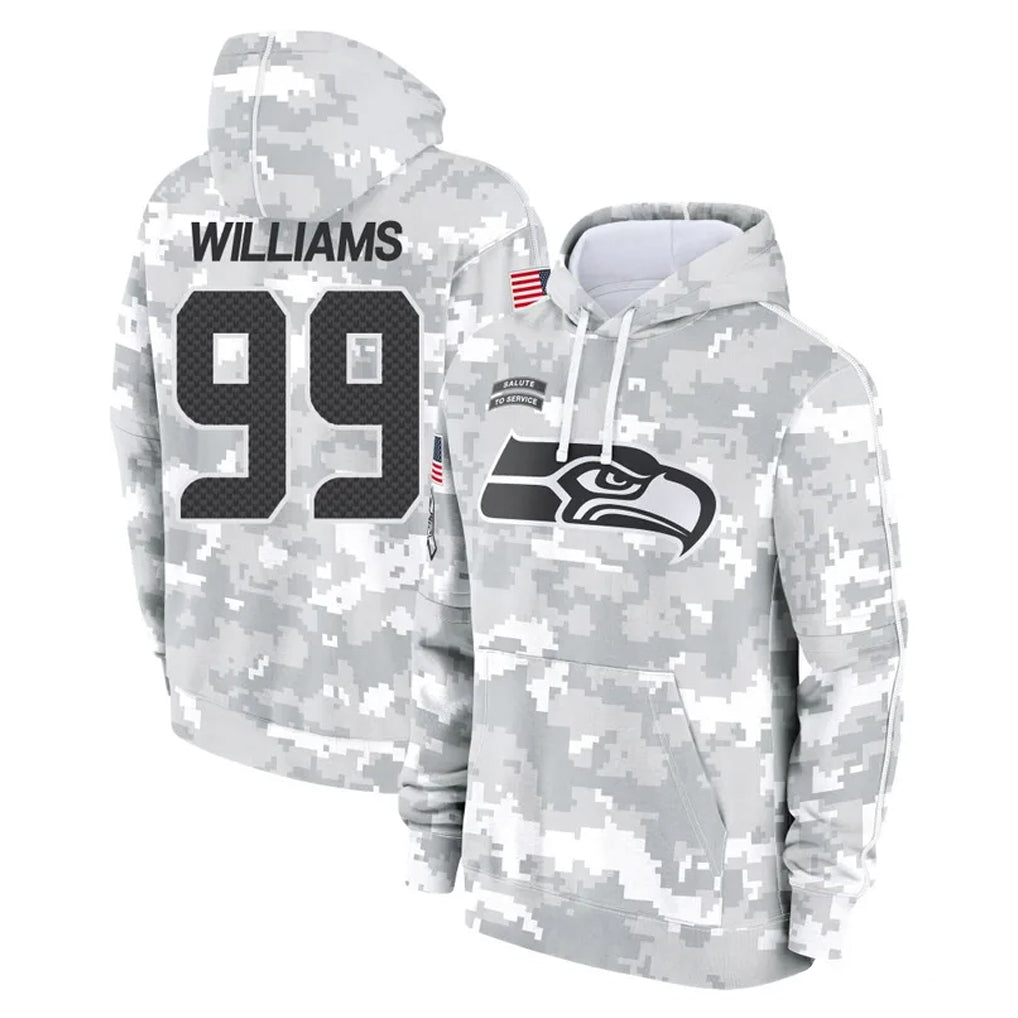 Kooe S.Seahawks #99 Leonard Williams Player Arctic Camo Limited Salute to Service Pullover Hoodies Game Stitched Jerseys