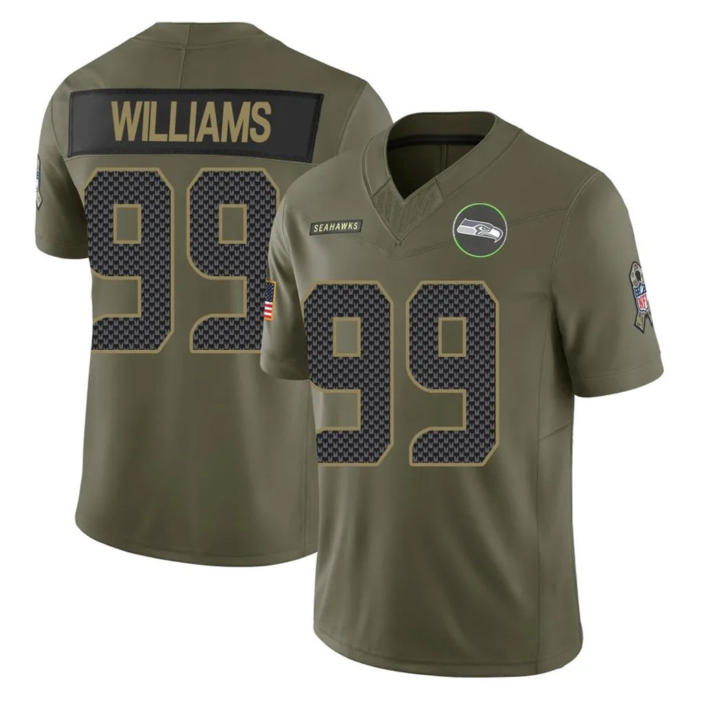 Kooe S.Seahawks #99 Leonard Williams Player Olive 2025 Salute To Service Limited Home Game Stitched Jerseys