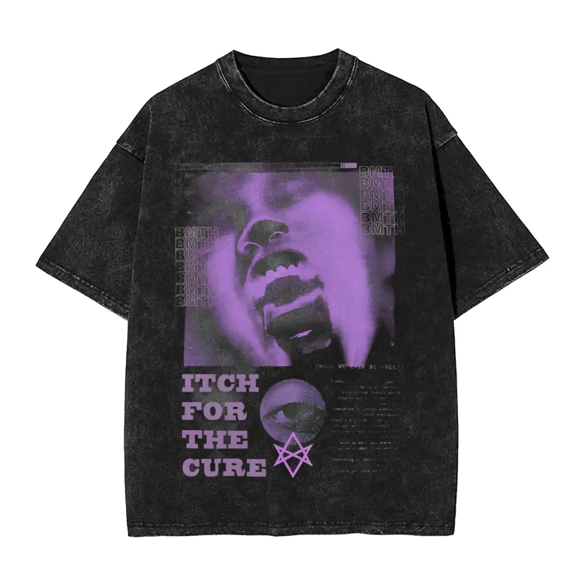 Cheap T-shirt Jerseys Short Sleeved Round Neck Y2k Tshirt Men New in Top & Tees Mens T-Shirt ROCK Band Bring Me The Horizon Tees for Fans BMTH Washed
