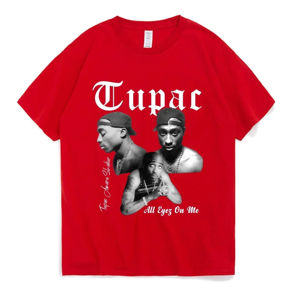 Cheap T-shirt Jerseys Fashion Rapper Tupac 2pac Cartoon Top Harajuku print ladies T-shirt casual basics O-collar T shirt short sleeve ladies T-shirts