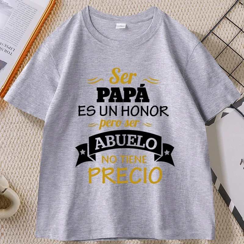 Cheap T-shirt Jerseys Ser Papa Es Un Honor Ser Abuelo T Shirt Father Grandfather Graphic T Shirts Spain Papa T-shirt Man women Cotton High Quality top