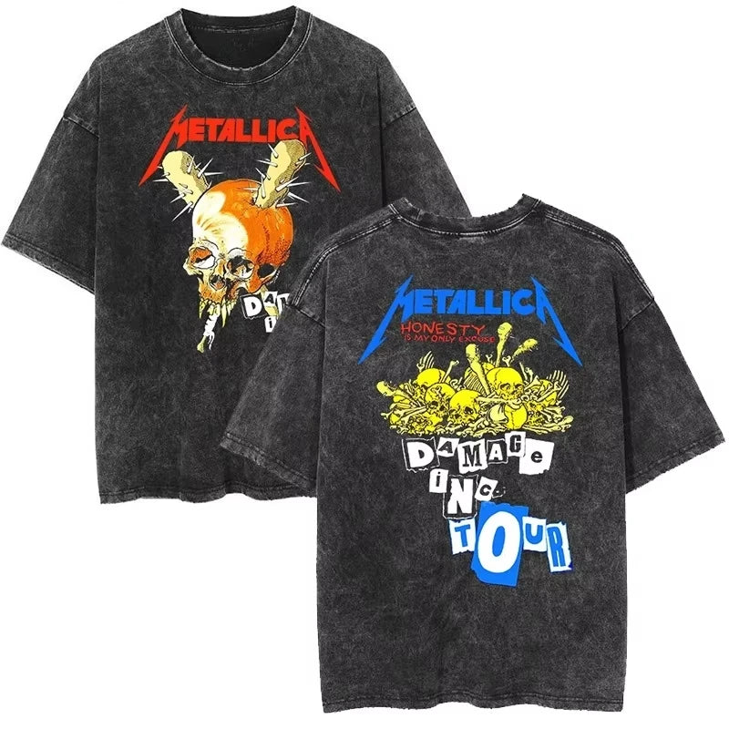 Cheap T-shirt Jerseys Rare Metallica Rock Band's Vintage Washed T-shirt Is Retro 2026 High-end Luxury Is for Both Men and Women Top Y2k
