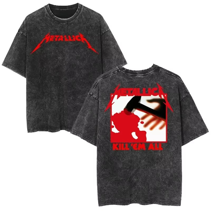Cheap T-shirt Jerseys Rare Metallica Rock Band's Vintage Washed T-shirt Is Retro 2026 High-end Luxury Is for Both Men and Women Top Y2k