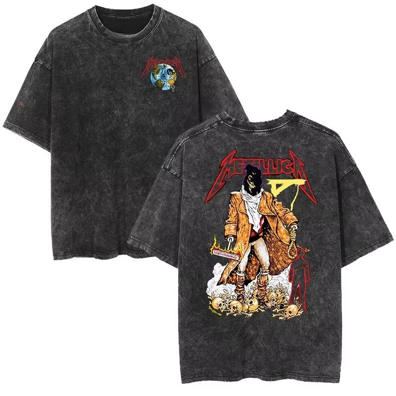 Cheap T-shirt Jerseys Rare Metallica Rock Band's Vintage Washed T-shirt Is Retro 2026 High-end Luxury Is for Both Men and Women Top Y2k
