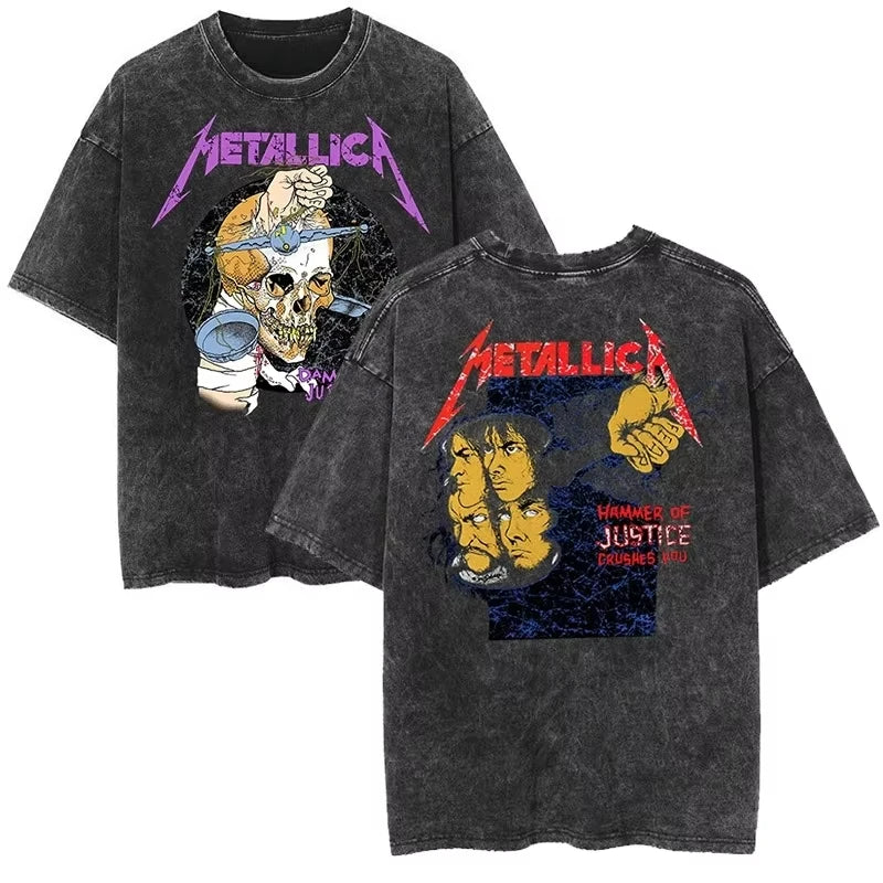 Cheap T-shirt Jerseys Rare Metallica Rock Band's Vintage Washed T-shirt Is Retro 2026 High-end Luxury Is for Both Men and Women Top Y2k