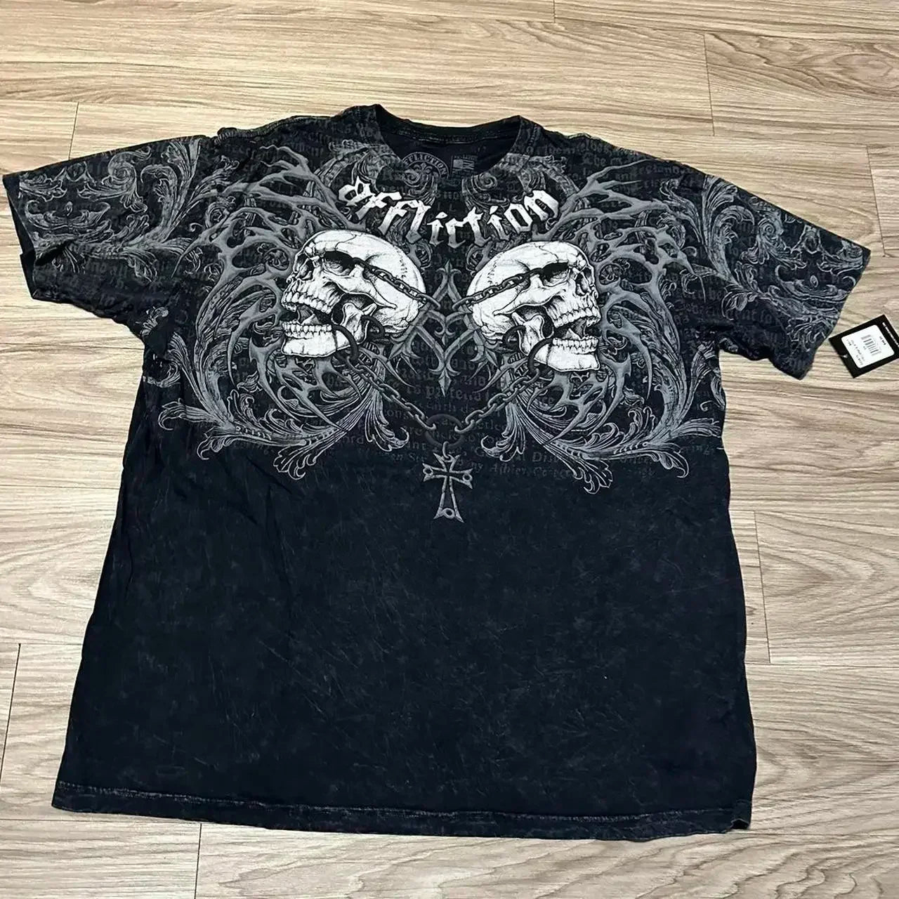 Cheap T-shirt Jerseys MMA ELITE Cross Skull Print Green Y2K T Shirt Men Loose Fit Streetwear Graphic Tee Oversized Glow Dark Party Ins Popularity Tops
