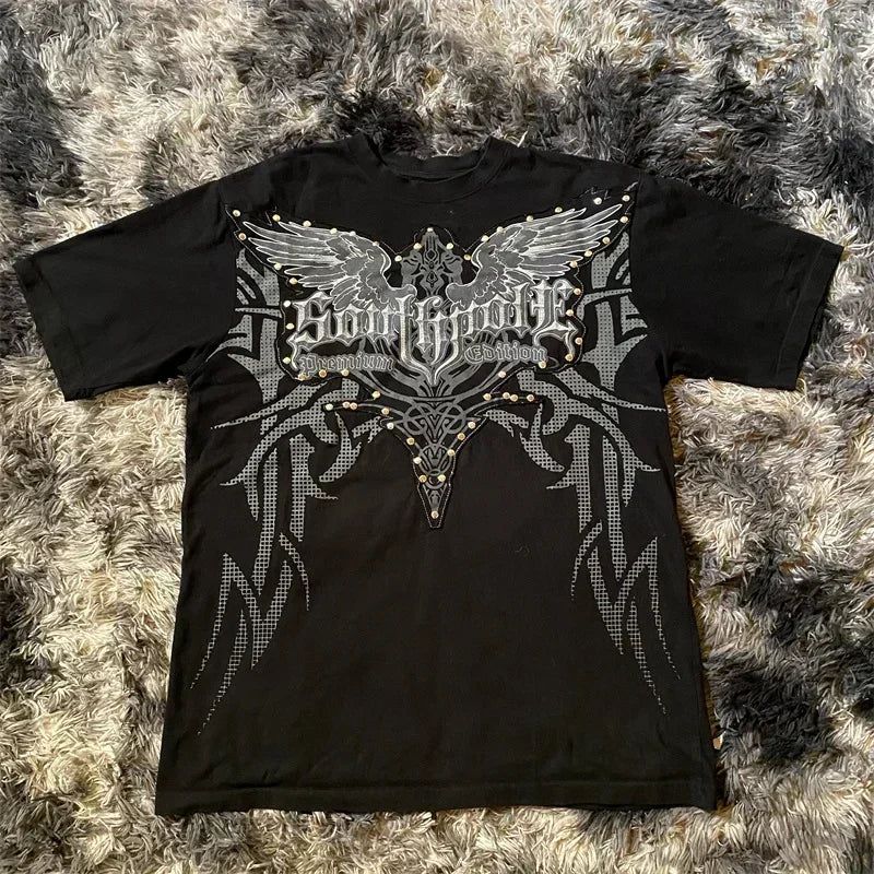 Cheap T-shirt Jerseys MMA ELITE Cross Skull Print Green Y2K T Shirt Men Loose Fit Streetwear Graphic Tee Oversized Glow Dark Party Ins Popularity Tops