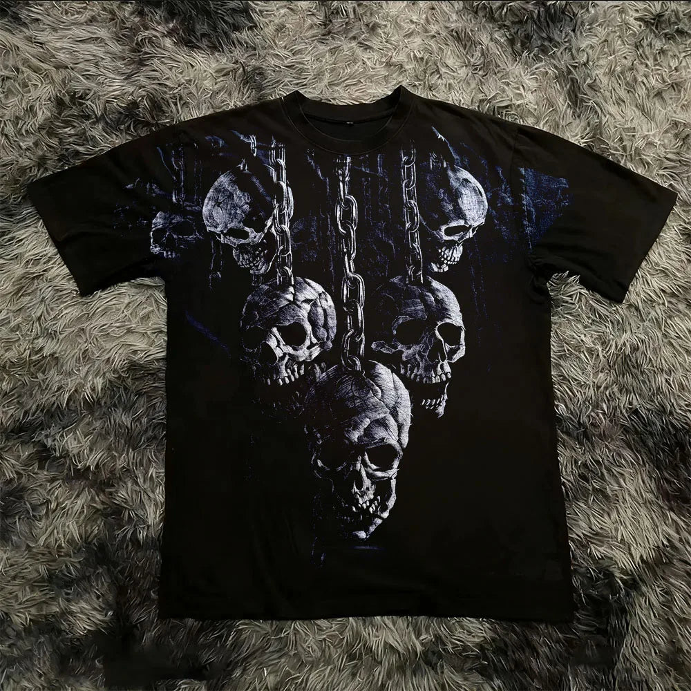Cheap T-shirt Jerseys Summer Classic Y2K Gothic Style T-shirt Print Oversized T Shirt High Street Shirts Round Neck Cotton Tops Mens Women T Shirt Tee