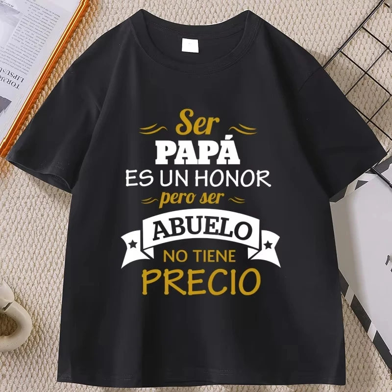Cheap T-shirt Jerseys Ser Papa Es Un Honor Ser Abuelo T Shirt Father Grandfather Graphic T Shirts Spain Papa T-shirt Man women Cotton High Quality top