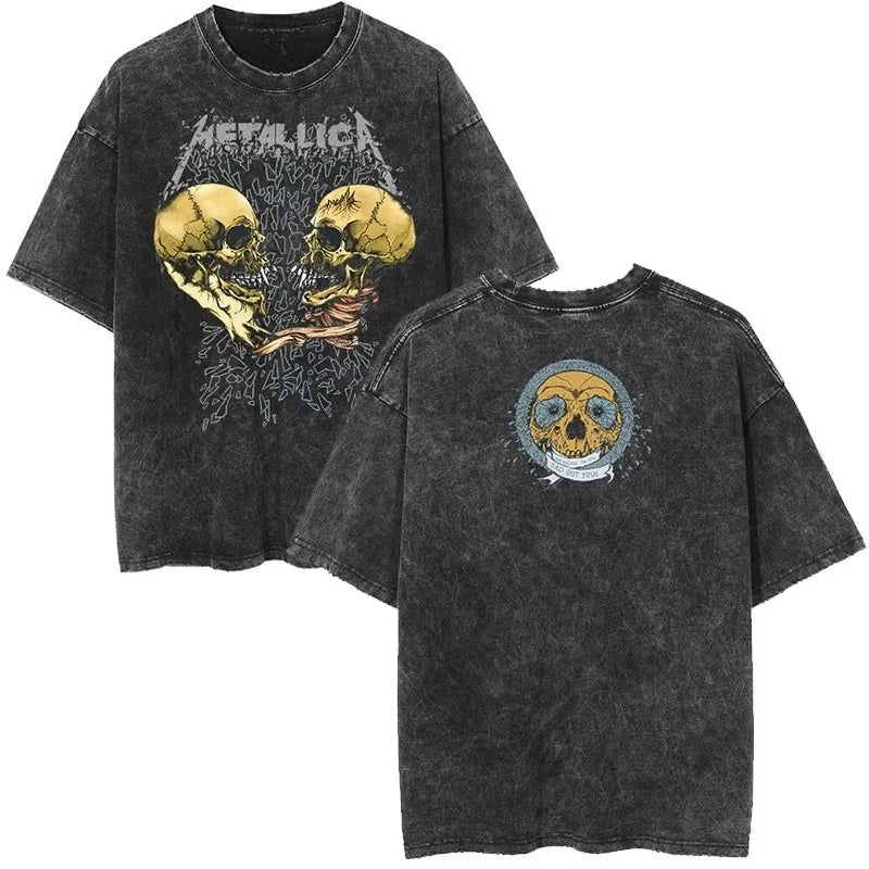 Cheap T-shirt Jerseys Rare Metallica Rock Band's Vintage Washed T-shirt Is Retro 2026 High-end Luxury Is for Both Men and Women Top Y2k