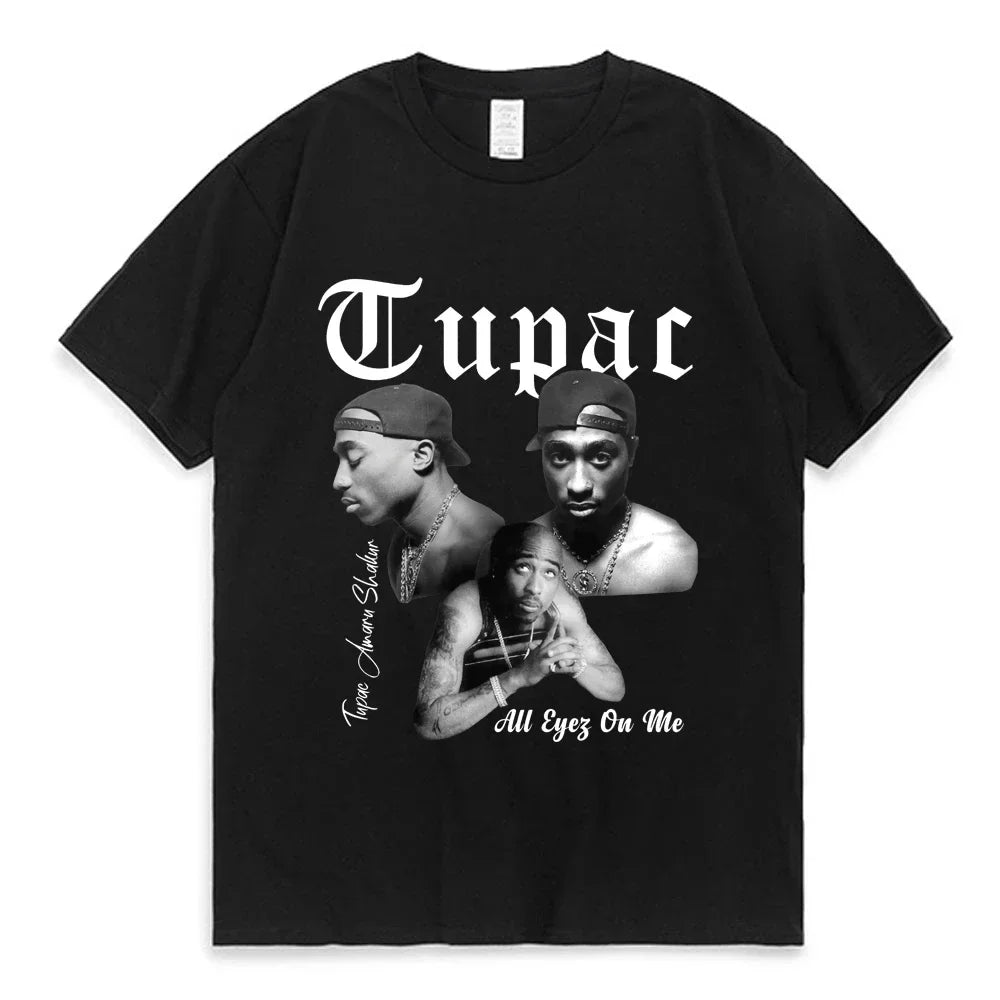 Cheap T-shirt Jerseys Fashion Rapper Tupac 2pac Cartoon Top Harajuku print ladies T-shirt casual basics O-collar T shirt short sleeve ladies T-shirts