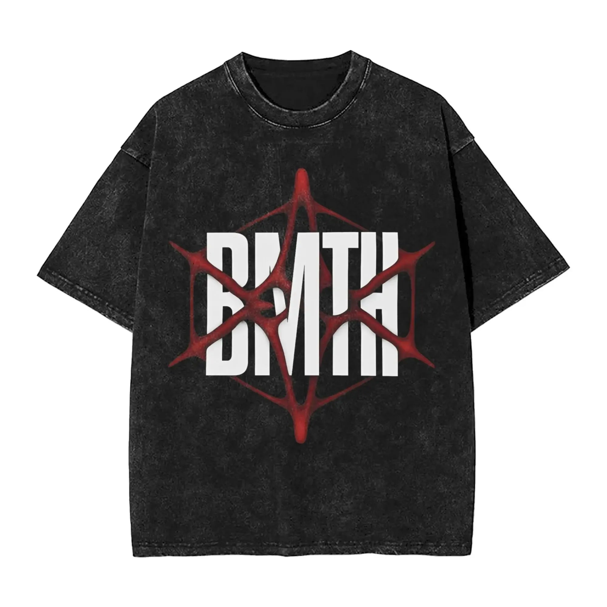 Cheap T-shirt Jerseys Short Sleeved Round Neck Y2k Tshirt Men New in Top & Tees Mens T-Shirt ROCK Band Bring Me The Horizon Tees for Fans BMTH Washed