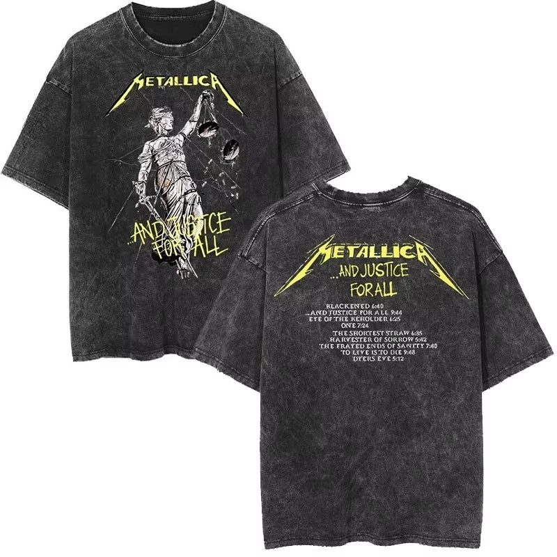 Cheap T-shirt Jerseys Rare Metallica Rock Band's Vintage Washed T-shirt Is Retro 2026 High-end Luxury Is for Both Men and Women Top Y2k