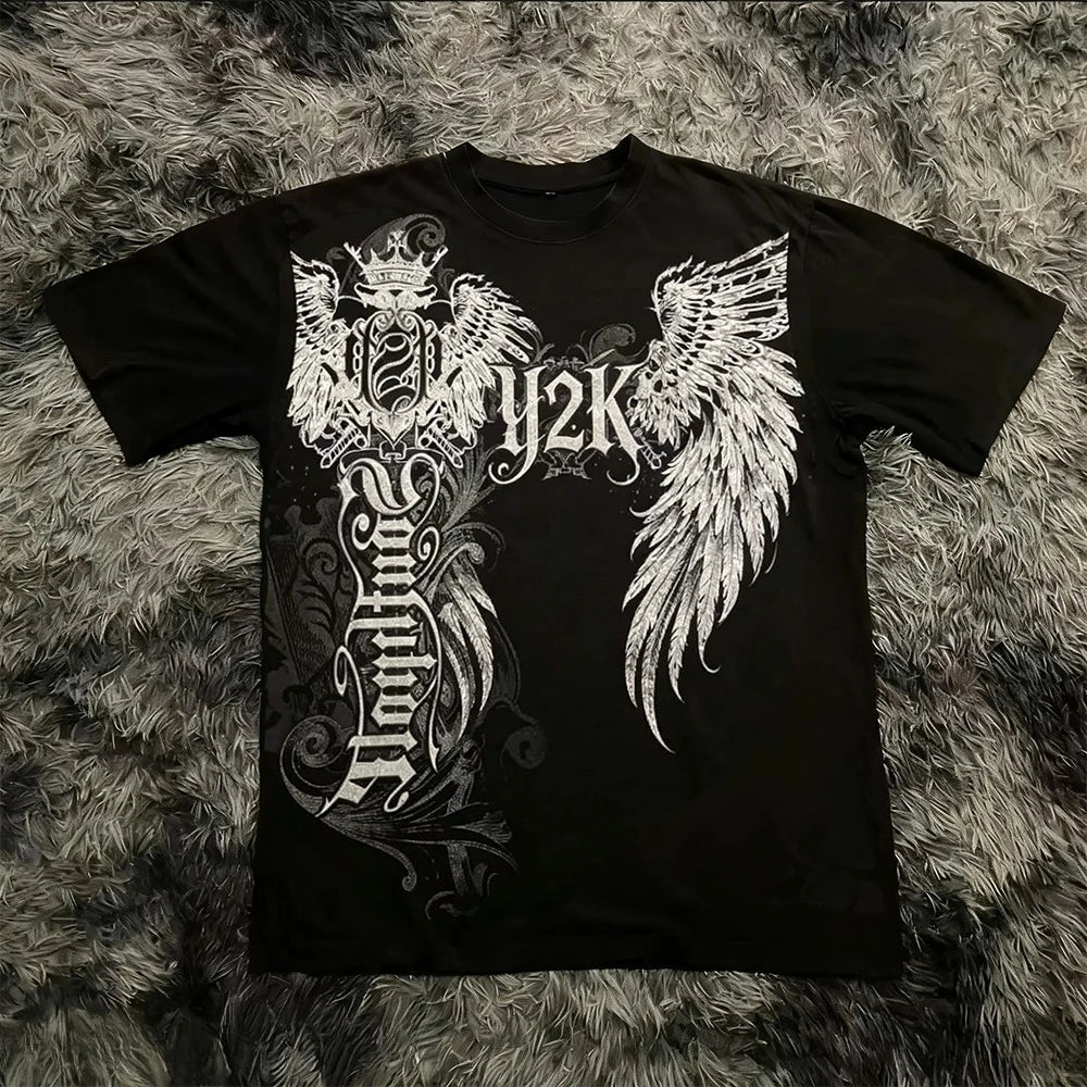 Cheap T-shirt Jerseys Summer Classic Y2K Gothic Style T-shirt Print Oversized T Shirt High Street Shirts Round Neck Cotton Tops Mens Women T Shirt Tee