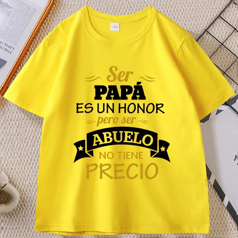 Cheap T-shirt Jerseys Ser Papa Es Un Honor Ser Abuelo T Shirt Father Grandfather Graphic T Shirts Spain Papa T-shirt Man women Cotton High Quality top