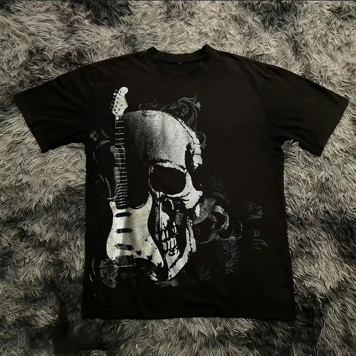Cheap T-shirt Jerseys Summer Classic Y2K Gothic Style T-shirt Print Oversized T Shirt High Street Shirts Round Neck Cotton Tops Mens Women T Shirt Tee