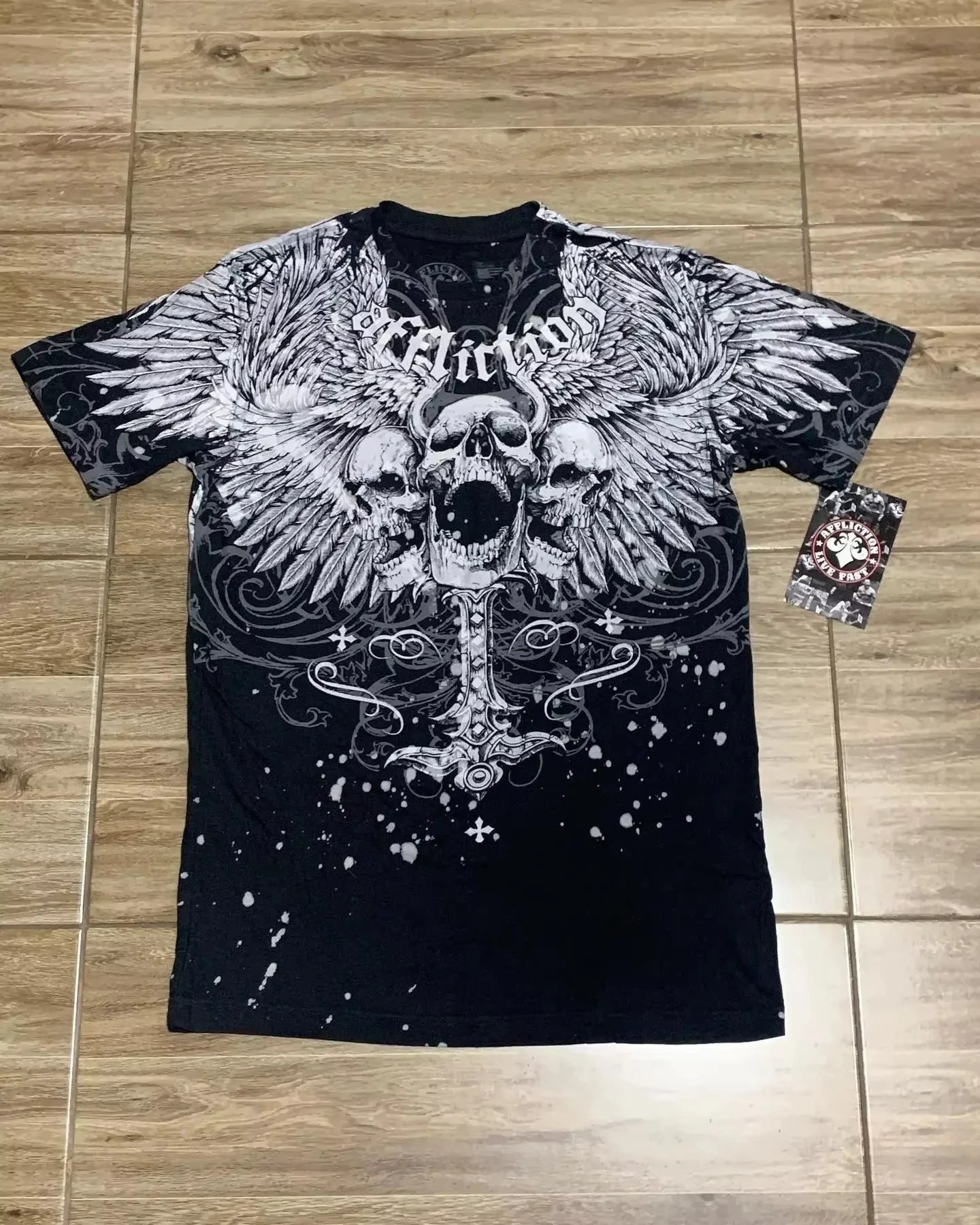 Cheap T-shirt Jerseys MMA ELITE Cross Skull Print Green Y2K T Shirt Men Loose Fit Streetwear Graphic Tee Oversized Glow Dark Party Ins Popularity Tops