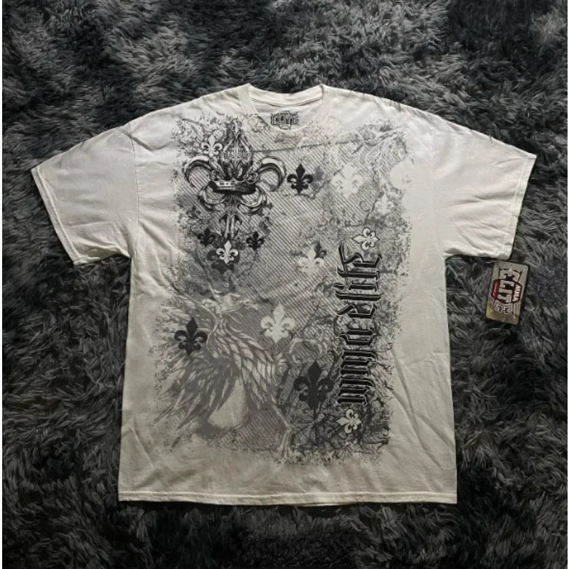 Cheap T-shirt Jerseys 90s American Trendy Retro Fashion Print Round Neck Short-sleeved T-shirt Men Womens Y2K Street Style Gothic Couple Sports
