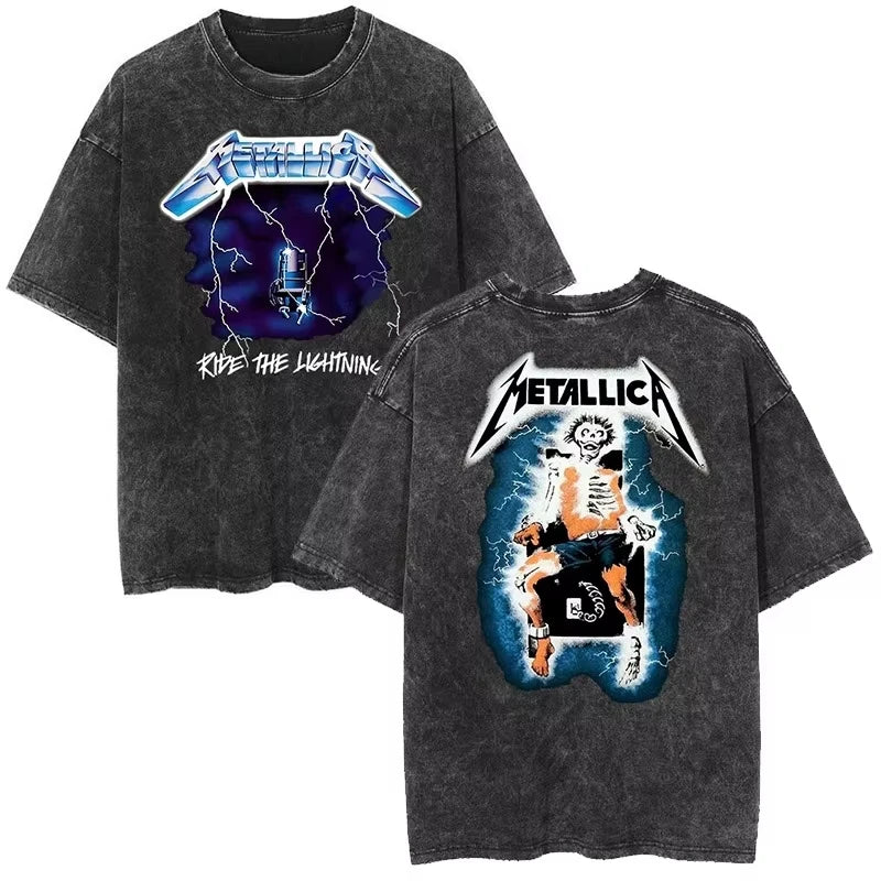 Cheap T-shirt Jerseys Rare Metallica Rock Band's Vintage Washed T-shirt Is Retro 2026 High-end Luxury Is for Both Men and Women Top Y2k