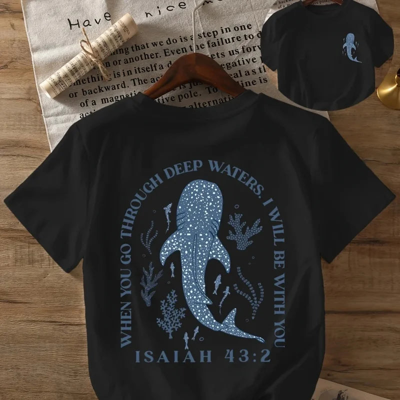 Cheap T-shirt Jerseys Eco Ocean Conservation Shark T-shirt Men Women 2025 Summer Whale Shark Print Loose O-neck Short Sleeve Save The Ocean Tee