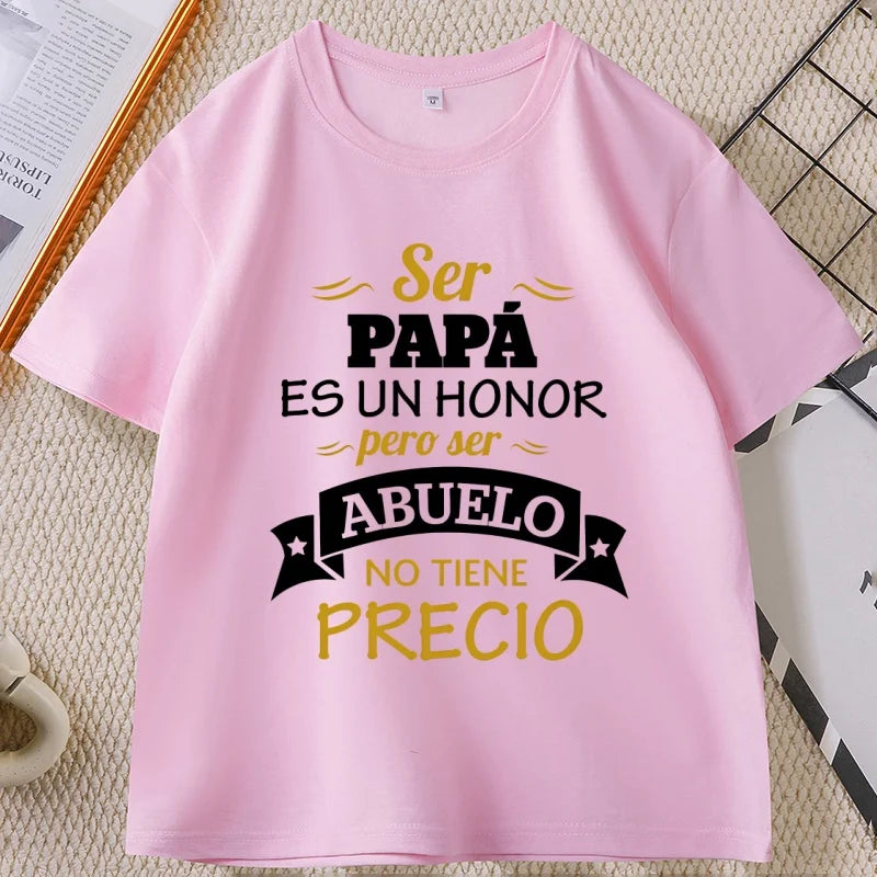 Cheap T-shirt Jerseys Ser Papa Es Un Honor Ser Abuelo T Shirt Father Grandfather Graphic T Shirts Spain Papa T-shirt Man women Cotton High Quality top