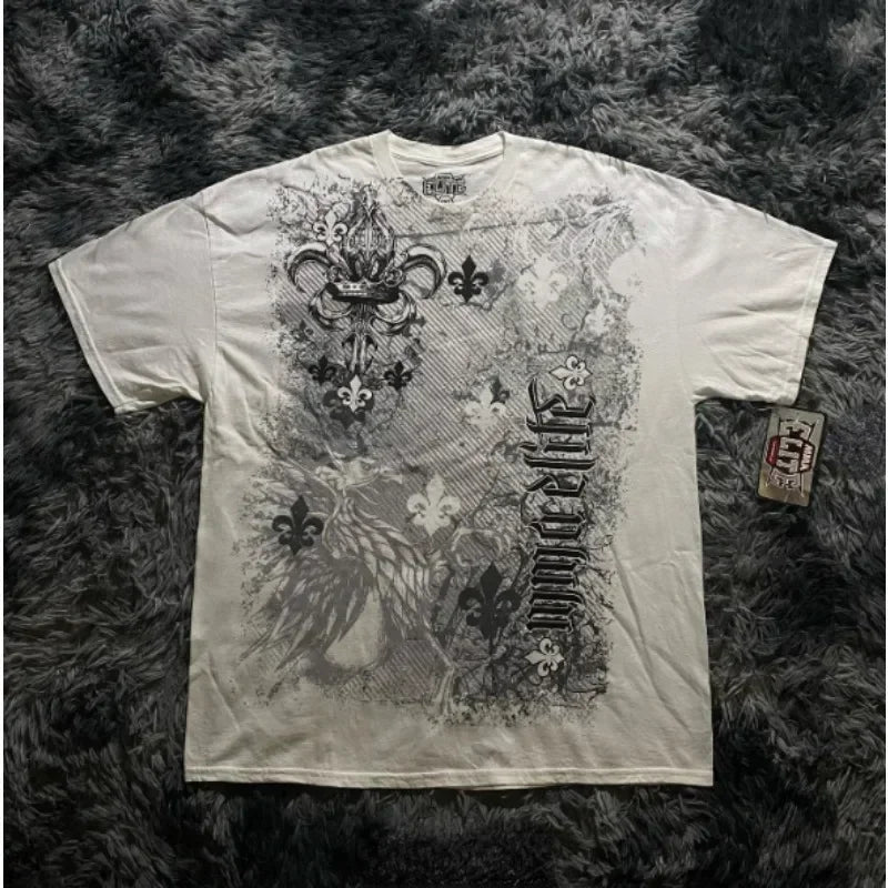 Cheap T-shirt Jerseys 90s American Trendy Retro Fashion Print Round Neck Short-sleeved T-shirt Men Womens Y2K Street Style Gothic Couple Sports