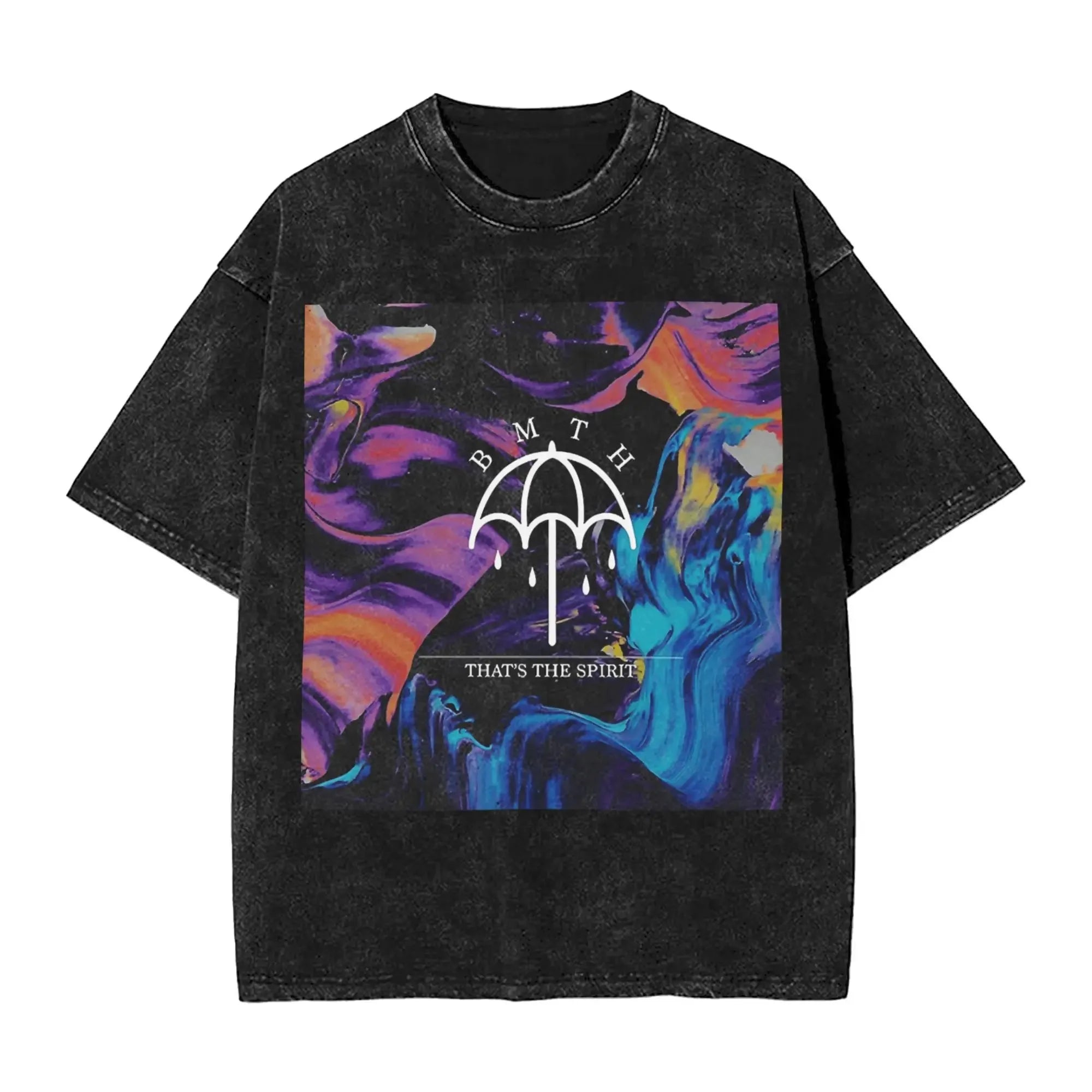 Cheap T-shirt Jerseys Short Sleeved Round Neck Y2k Tshirt Men New in Top & Tees Mens T-Shirt ROCK Band Bring Me The Horizon Tees for Fans BMTH Washed