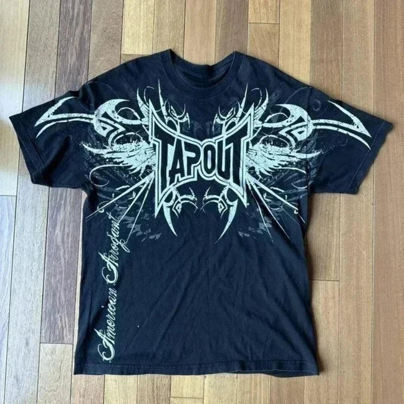 Cheap T-shirt Jerseys Classic Y2K Gothic Style T-shirt Print Oversized T Shirt High Street Shirts Gothic Round Neck Cotton Tops New Mens Women T Shirt