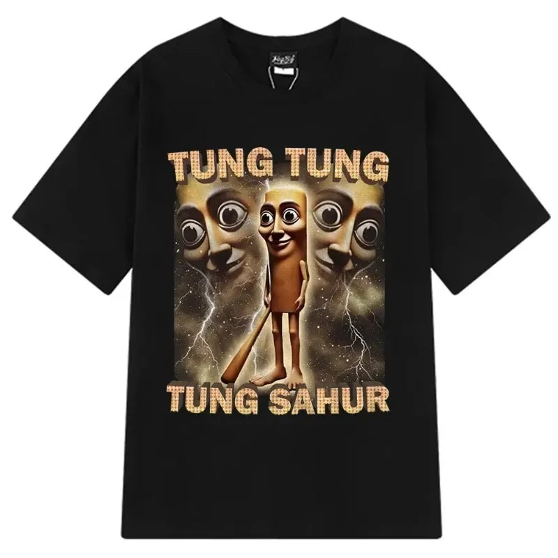Cheap T-shirt Jerseys Tung Sahur Graphic Printed T-Shirt Men Summer Casual Loose Fashion Funny Round Neck Short Sleeve Tops Clothing T-shirt Unisex