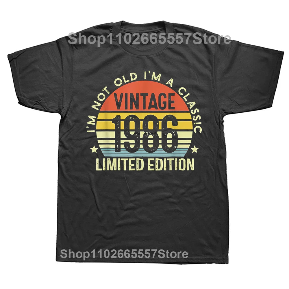 Cheap T-shirt Jerseys Novelty Made in 1986 40th Cassette Tape Vintage T Shirts Streetwear Short Sleeve Birthday Gifts Summer T-shirt Mens Clothing