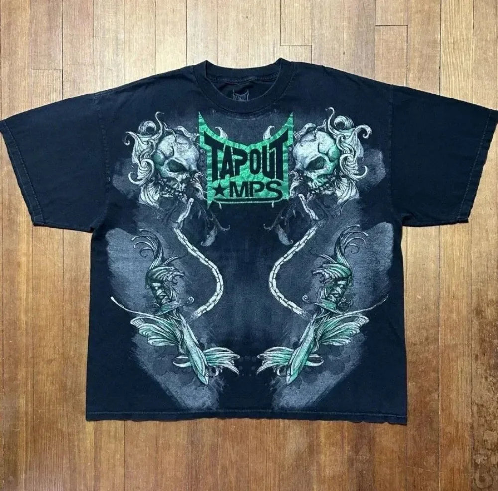 Cheap T-shirt Jerseys Affliction Style Gothic Skull Cross T-Shirt, Men Women Black Washed Cotton Short Sleeve Casual Streetwear Tee