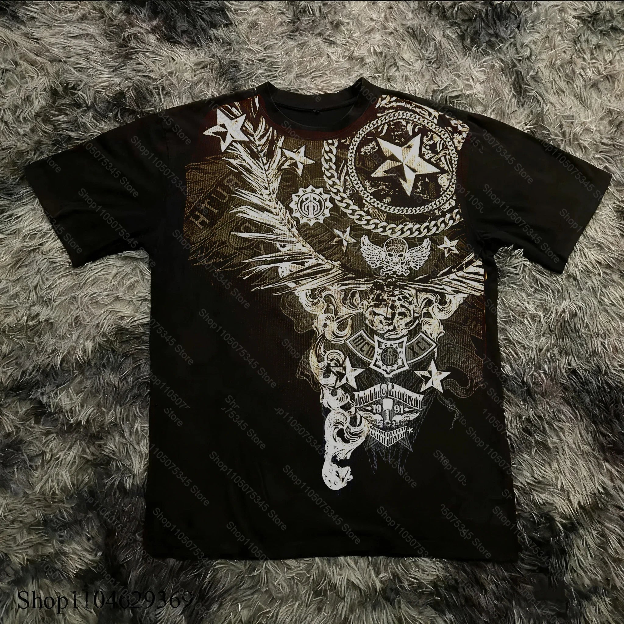 Cheap T-shirt Jerseys Classic Y2K Gothic Style T-shirt Print Oversized T Shirt High Street Shirts Gothic Round Neck Cotton Tops New Mens Women T Shirt
