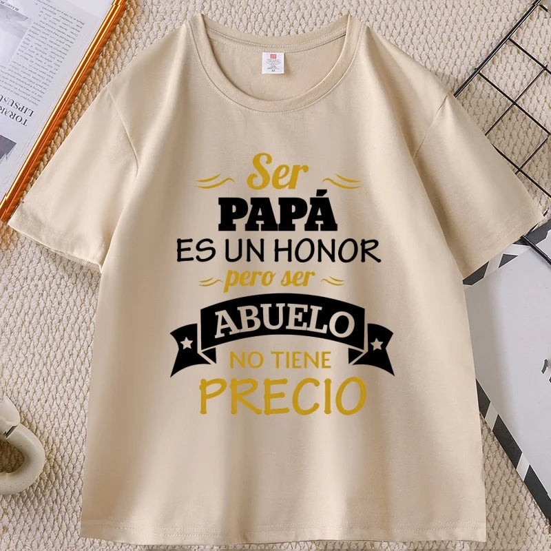 Cheap T-shirt Jerseys Ser Papa Es Un Honor Ser Abuelo T Shirt Father Grandfather Graphic T Shirts Spain Papa T-shirt Man women Cotton High Quality top