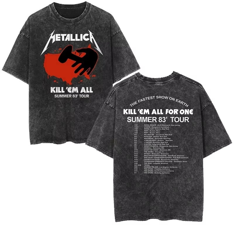 Cheap T-shirt Jerseys Rare Metallica Rock Band's Vintage Washed T-shirt Is Retro 2026 High-end Luxury Is for Both Men and Women Top Y2k