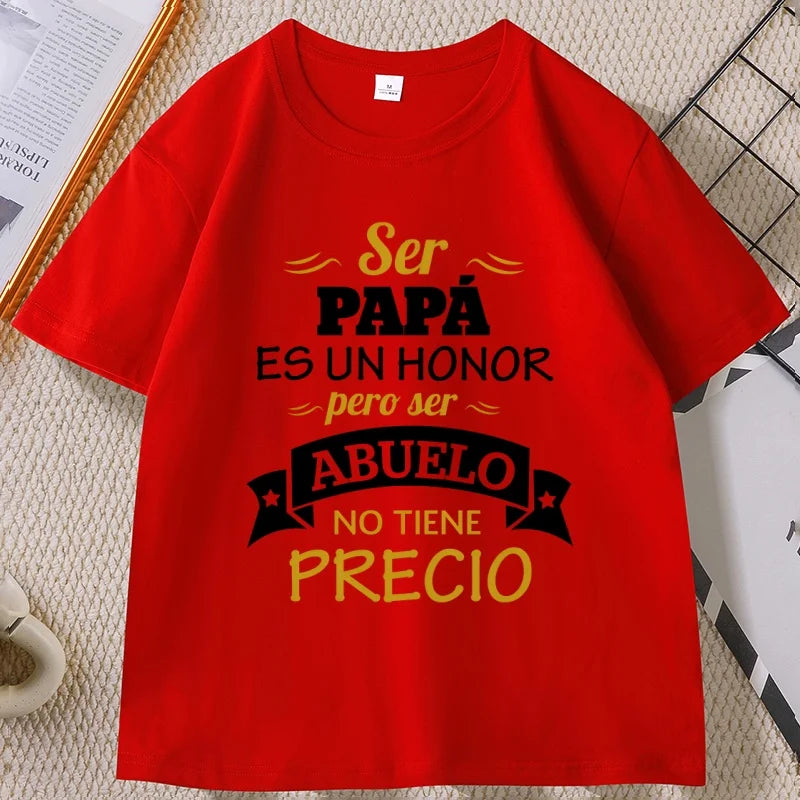 Cheap T-shirt Jerseys Ser Papa Es Un Honor Ser Abuelo T Shirt Father Grandfather Graphic T Shirts Spain Papa T-shirt Man women Cotton High Quality top