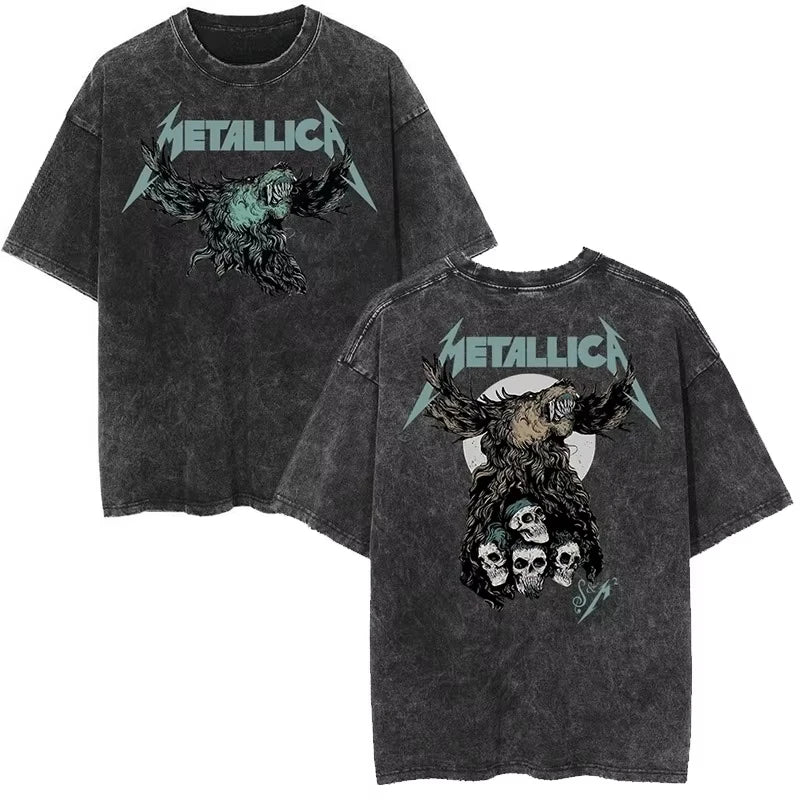 Cheap T-shirt Jerseys Rare Metallica Rock Band's Vintage Washed T-shirt Is Retro 2026 High-end Luxury Is for Both Men and Women Top Y2k