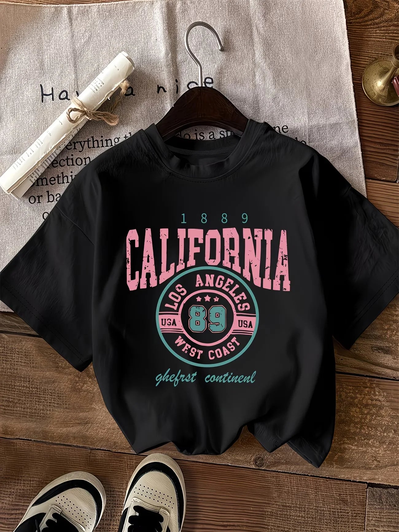 Cheap T-shirt Jerseys California Los Angeles 89 Graphic Women'S T-Shirt Crew Neck, Short Sleeve, Regular Length, Letter Print Top for All Seasons
